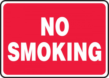 Contractor Preferred Safety Sign: No Smoking (White On Red) 7" x 10" Aluminum SA 1/Each - ESMK423CA