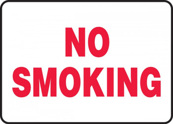 Contractor Preferred Safety Sign: No Smoking (Red On White) 7" x 10" Adhesive Vinyl (3.5 mil) - ESMK575CS