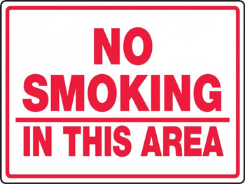 Contractor Preferred Safety Sign: No Smoking In This Area 7" x 10" Adhesive Vinyl (3.5 mil) 1/Each - ESMK903CS