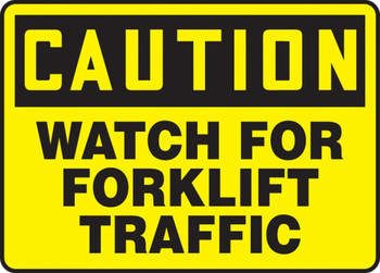 Contractor Preferred OSHA Caution Safety Sign: Watch For Forklift Traffic 18" x 24" Adhesive Vinyl (3.5 mil) 1/Each - EVHR621CS