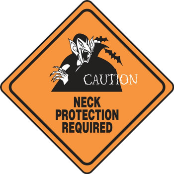 Halloween Signs: Caution - Neck Protection Required 4" x 4" PF-Cardstock 1/Each - HAL113