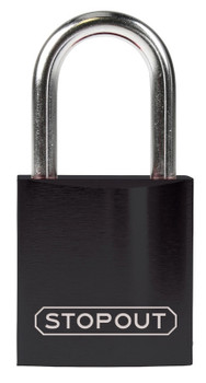 STOPOUT Compact Anodized Aluminum Padlocks 1 1/4" Green Keyed Alike Shackle Clearance Ht.: 1" 1/Each - KDL412GN