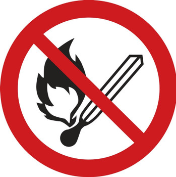 ISO Prohibition Safety Label: No Fire Or Open Flame (2011) 4" Adhesive Dura-Vinyl 5/Pack - LSGP6334