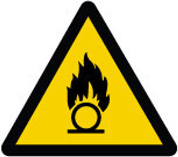 ISO Warning Safety Label: Oxidizing Substance (2011) 4" Adhesive Dura-Vinyl 5/Pack - LSGW1894