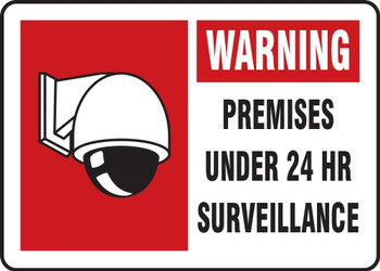 Video Surveillance Sign: Warning - Premises Under 24 Hr Surveillance English 10" x 14" Aluminum 1/Each - MASE302VA
