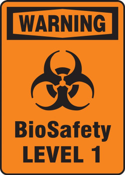 OSHA Warning Biohazard Sign: BioSafety Level LEVEL 1 14" x 10" Plastic 1/Each - MBHZ321VP