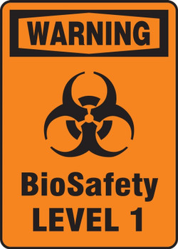 OSHA Warning Biohazard Sign: BioSafety Level LEVEL 1 14" x 10" Adhesive Vinyl 1/Each - MBHZ321VS