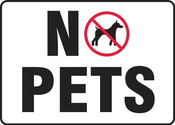 Pet Signs: No Pets 7" x 10" Plastic 1/Each - MCAW549VP
