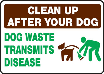 Pet Signs: Clean Up After Your Dog - Dog Waste Transmits Disease 7" x 10" Aluminum 1/Each - MCAW551VA