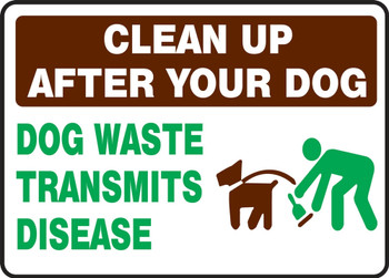Pet Signs: Clean Up After Your Dog - Dog Waste Transmits Disease 7" x 10" Aluma-Lite 1/Each - MCAW551XL