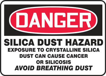 OSHA Danger Safety Sign: Silica Dust Hazard 14" x 20" Accu-Shield 1/Each - MCHG138XP