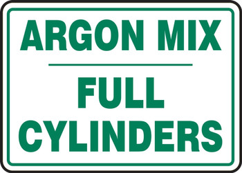 Cylinder Sign: Argon Mix Cylinder Status Cylinder Status: FULL 10" x 14" Dura-Plastic 1/Each - MCPG524XT