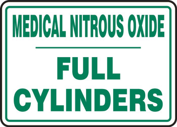 Cylinder Sign: Medical Nitrous Oxide Cylinder Status Cylinder Status: FULL 10" x 14" Aluminum 1/Each - MCPG557VA