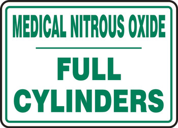 Cylinder Sign: Medical Nitrous Oxide Cylinder Status Cylinder Status: FULL 10" x 14" Plastic 1/Each - MCPG557VP