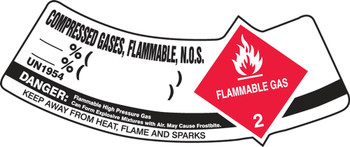 Cylinder Shoulder Labels: Compressed Gases, Flammable, N.O.S. 2" x 5 1/4" - MCSLCORXVE