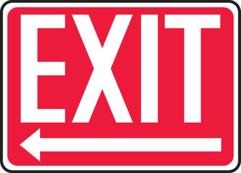 Safety Sign: Exit (Left Arrow) 7" x 10" Adhesive Vinyl - MEXT446VS