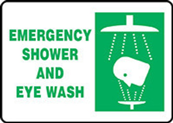 First Aid Safety Sign: Emergency Shower And Eye Wash 7" x 10" Adhesive Dura-Vinyl 1/Each - MFSR528XV