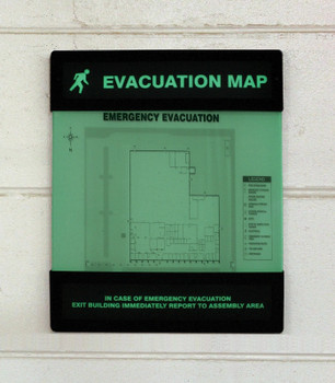 Glow-In-The-Dark Safety Sign: Evacuation Map (New Holder 2 - Preassembled) - DTA270