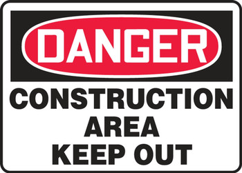 Contractor Preferred OSHA Danger Safety Sign: Construction Area - Keep Out 10" x 14" Adhesive Vinyl (3.5 mil) 1/Each - EADM014CS