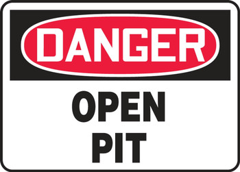 Contractor Preferred OSHA Danger Safety Sign: Open Pit 10" x 14" Adhesive Vinyl (3.5 mil) 1/Each - ECRT010CS