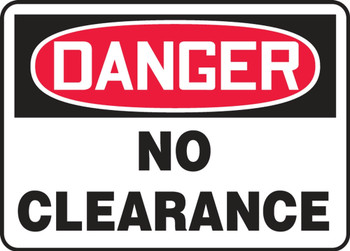 Contractor Preferred OSHA Danger Safety Sign: No Clearance 10" x 14" Aluminum SA 1/Each - EECR006CA