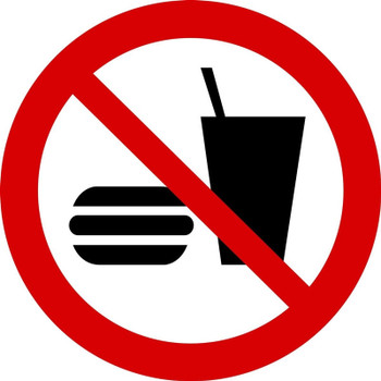 ISO Prohibition Safety Sign: No Eating Or Drinking (2011) 6" Plastic 1/Each - MISO529VP