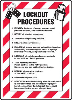 Lockout/Tagout Sign: Lockout Procedures List 14" x 10" Dura-Plastic 1/Each - MLKT505XT