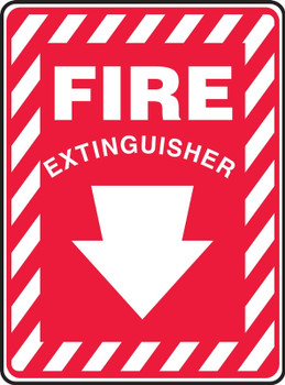 Contractor Preferred Safety Sign: Fire Extinguisher (Down Arrow White) 10" x 7" Plastic (.040") 1/Each - EFXG417CP