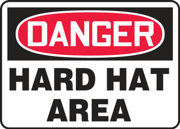 Contractor Preferred OSHA Danger Safety Sign: Hard Hat Area 7" x 10" Adhesive Vinyl (3.5 mil) 1/Each - EPPA004CS