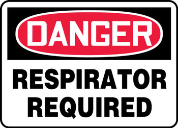 Contractor Preferred OSHA Danger Safety Sign: Respirator Required 10" x 14" Adhesive Vinyl (3.5 mil) 1/Each - EPPA034CS