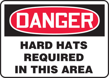 OSHA Danger Safety Sign: Hard Hats Required In This Area 14" x 20" Aluminum 1/Each - MPPE087VA
