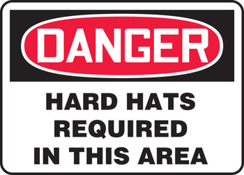 OSHA Danger Safety Sign: Hard Hats Required In This Area 14" x 20" Plastic 1/Each - MPPE087VP