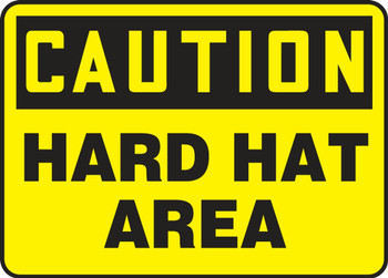 Contractor Preferred OSHA Caution Safety Sign: Hard Hat Area 7" x 10" Adhesive Vinyl (3.5 mil) 1/Each - EPPA612CP