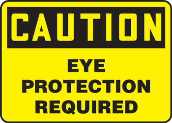 Contractor Preferred OSHA Caution Safety Sign: Eye Protection Required 10" x 14" Plastic (.040") 1/Each - EPPA615CP
