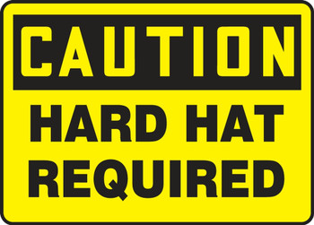 Contractor Preferred OSHA Caution Safety Sign: Hard Hat Required 10" x 14" Aluminum SA 1/Each - EPPE403CA