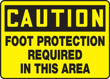 Contractor Preferred OSHA Caution Safety Sign: Foot Protection Required In This Area 10" x 14" Aluminum SA 1/Each - EPPE553CA