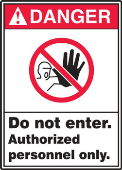 ANSI Danger Safety Signs: Do Not Enter - Authorized Personnel Only 14" x 10" Adhesive Vinyl 1/Each - MRDM110VS