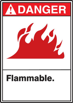 ANSI Danger Safety Sign: Flammable 10" x 7" Plastic 1/Each - MRHL132VP