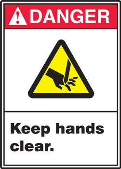 ANSI Danger Safety Signs: Keep Hands Clear 14" x 10" Accu-Shield 1/Each - MRQM125XP