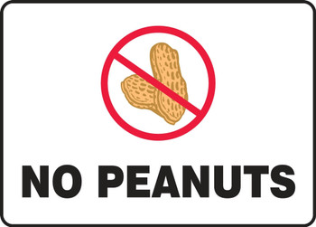 Safety Sign: No Peanuts 10" x 14" Adhesive Vinyl 1/Each - MSFA510VS