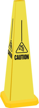 Quad-Warning Safety Cones Caution Falling Ice And/Or Snow 35" h 1/Each - PFC356