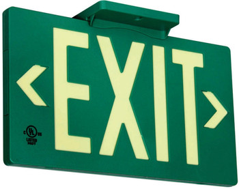 Ultra-Glow Exit Signs: Plastic Style Case Green Double-face w/mounting brackets 8 3/4" x 15 1/2"x 3/4" 1/Each - PLW145GN