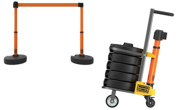 Mobile Banner Stake Stanchion Cart: Orange Belt - PRB913YL