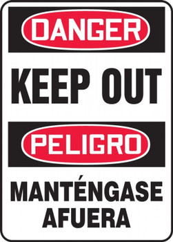 Contractor Preferred Spanish Bilingual OSHA Danger Safety Sign: Keep Out 24" x 18" Plastic (.040") 1/Each - SBEADM120CP