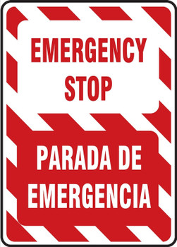 Bilingual Safety Sign: Emergency Stop- Parada De Emergencia Bilingual - Spanish/English 20" x 14" Aluminum 1/Each - SBMELC543VA
