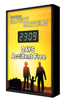 Backlit Digi-Day 3 Electronic Scoreboards: Because Safety Matters - _ Days Accident Free 28" x 20" 1/Each - SCF309