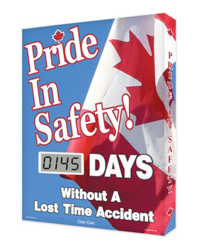Digi-Day Lite Electronic Scoreboard: Pride In Safety ___ Days Without A Lost Time Accident 20" x 16" Aluminum Face 1/Each - SCJ145