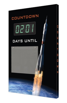 Countdown Digi-Day 3 Electronic Scoreboards: Countdown - _ Days Until (with rocket) 28" x 20" Aluminum Face 1/Each - SCP101