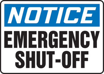 OSHA Notice Safety Sign: Emergency Shut-Off Spanish 10" x 14" Aluminum 1/Each - SHMELC805VA