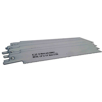 Disston Blu-Mol Bi-Metal Reciprocating Saw Blades (Metal) (6475-50), 14 TPI, 6" x 3/4" x 0.035", 5/Pkg - E0102819